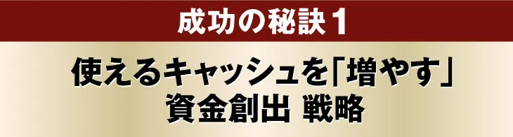成功の秘訣1:使えるキャッシュを「増やす」資金創出 戦略